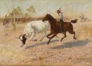 Frank Mahony Rounding up a Straggler oil painting reproduction